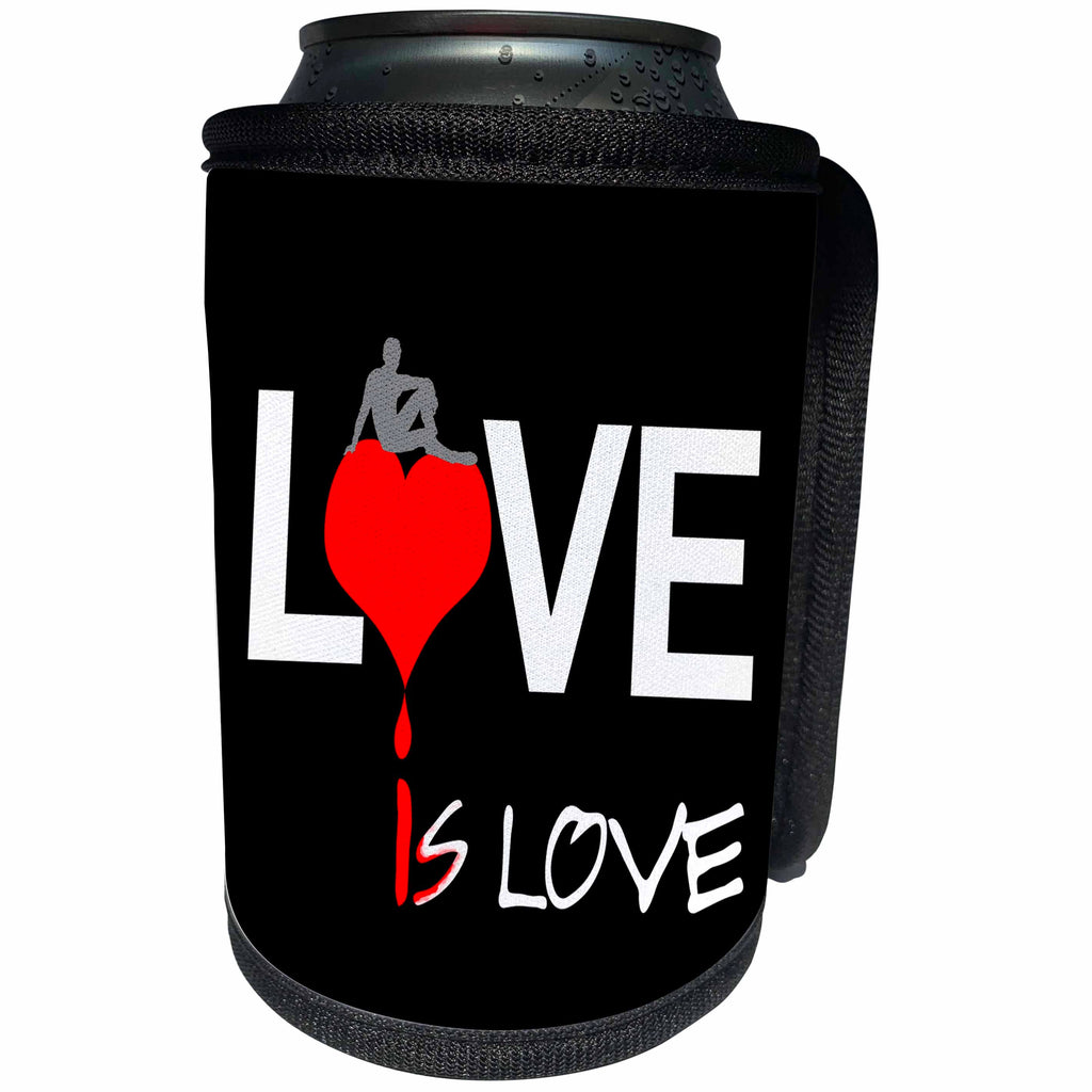 3dRose Alexis Design - Love - Love Is Love for women on black background - Can Cooler Bottle Wrap (cc_271511)