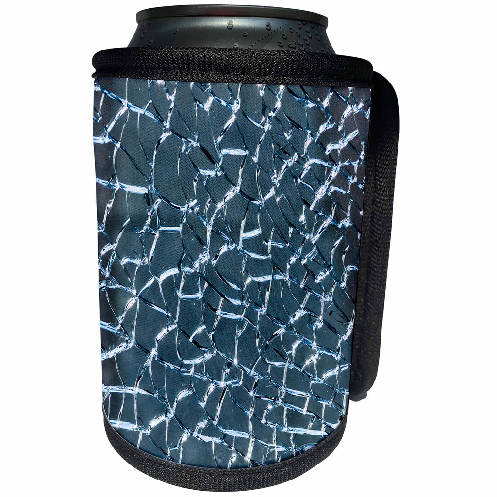 3dRose Alexis Photography - Texture Glass - Sparkling ice glass, blue and white colors - Can Cooler Bottle Wrap (cc_271541)