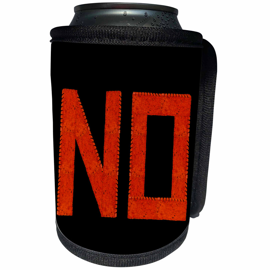 3dRose Alexis Design - Funny - Negative word NO made of orange construction bricks on black - Can Cooler Bottle Wrap (cc_271544)