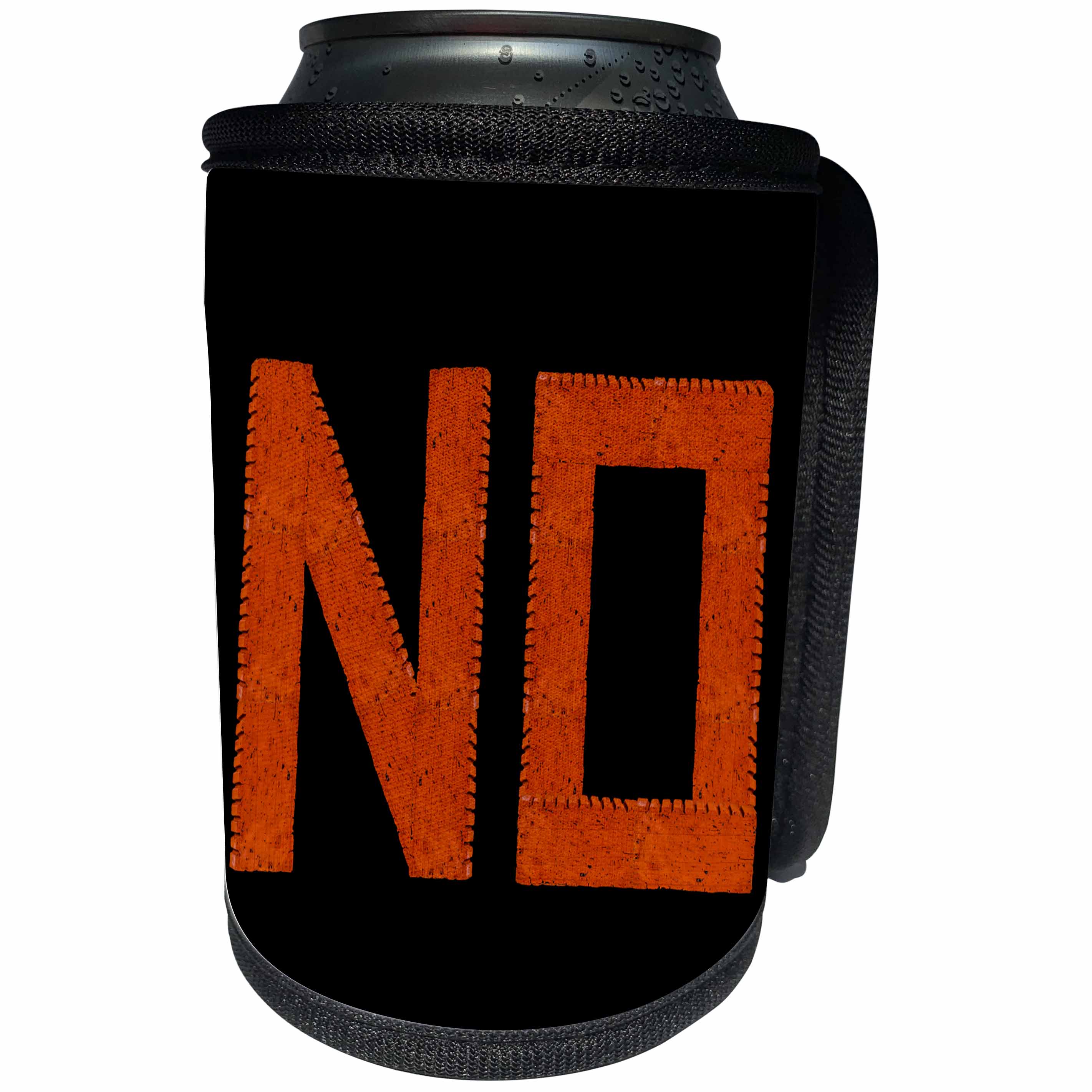 3dRose Alexis Design - Funny - Negative word NO made of orange construction bricks on black - Can Cooler Bottle Wrap (cc_271544)