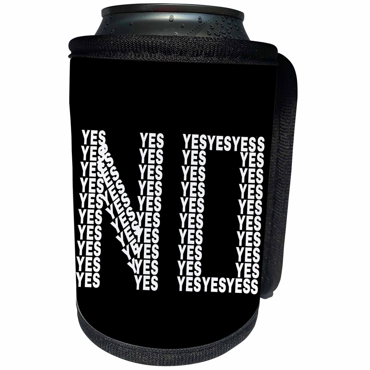 3dRose Alexis Design - Funny - Word NO made of many words YES. Funny ambiguous negation on black - Can Cooler Bottle Wrap (cc_271546)