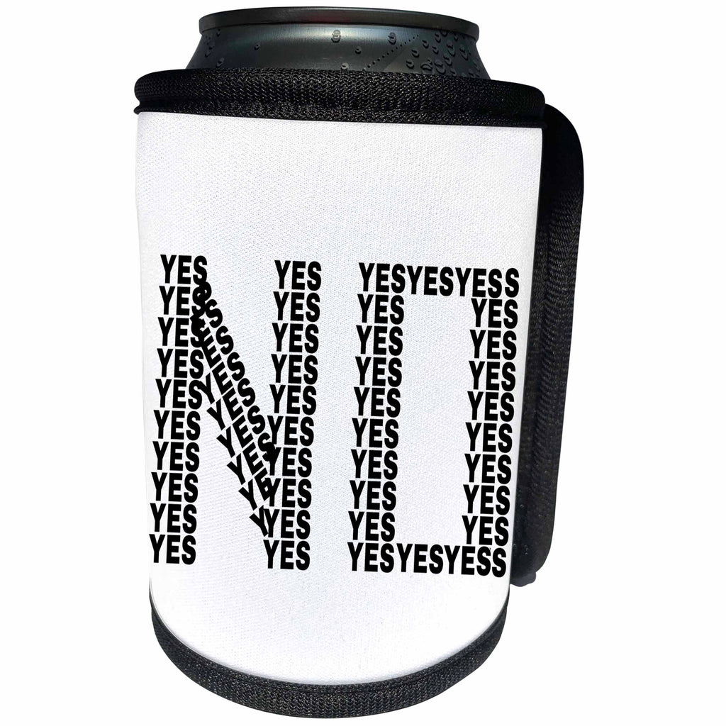 3dRose Alexis Design - Funny - Word NO made of many words YES. Funny ambiguous negation on white - Can Cooler Bottle Wrap (cc_271547)