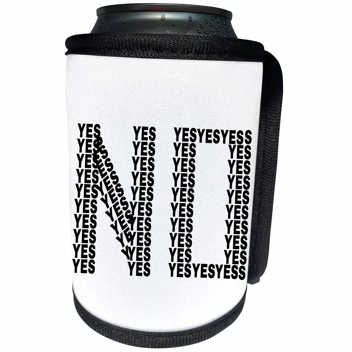 3dRose Alexis Design - Funny - Word NO made of many words YES. Funny ambiguous negation on white - Can Cooler Bottle Wrap (cc_271547)