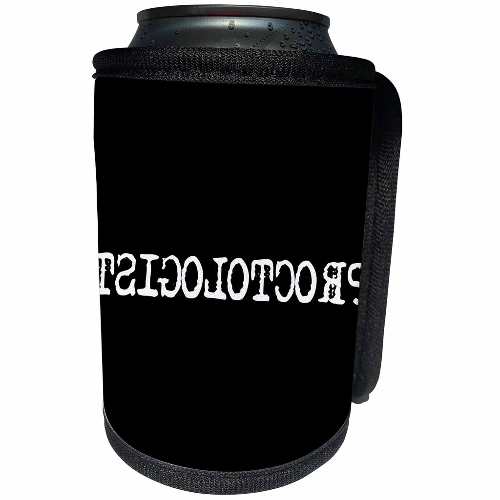3dRose Alexis Design - Funny - Word Proctologist mirrored. Funny text design on black - Can Cooler Bottle Wrap (cc_271548)