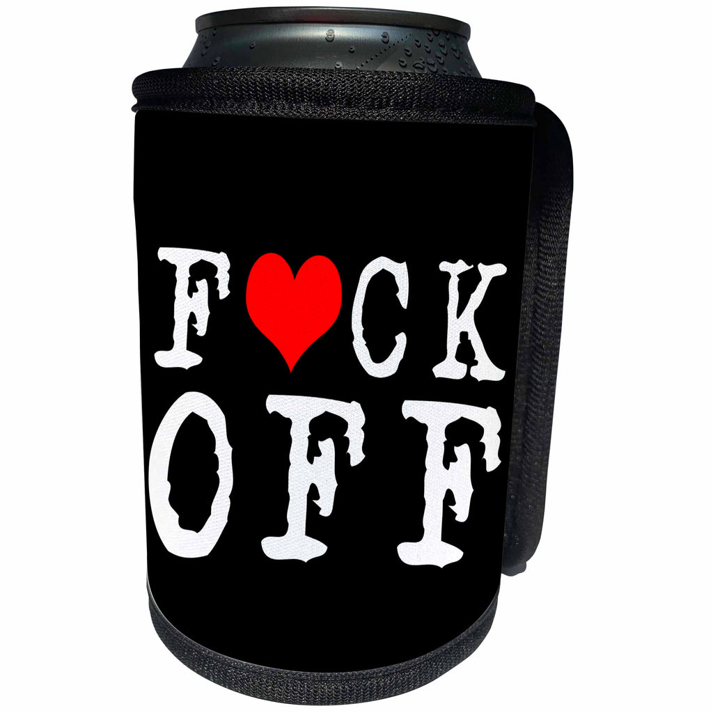 3dRose Alexis Design - Adult - Leave me alone and pardon my French. Not safe for work on black - Can Cooler Bottle Wrap (cc_271556)