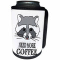 3dRose Alexis Design - Funny Raccoon - Funny raccoon face. Need more coffee on white background - Can Cooler Bottle Wrap (cc_271559)