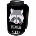 3dRose Alexis Design - Funny Raccoon - Funny raccoon face. Need more sleep on black background - Can Cooler Bottle Wrap (cc_271562)