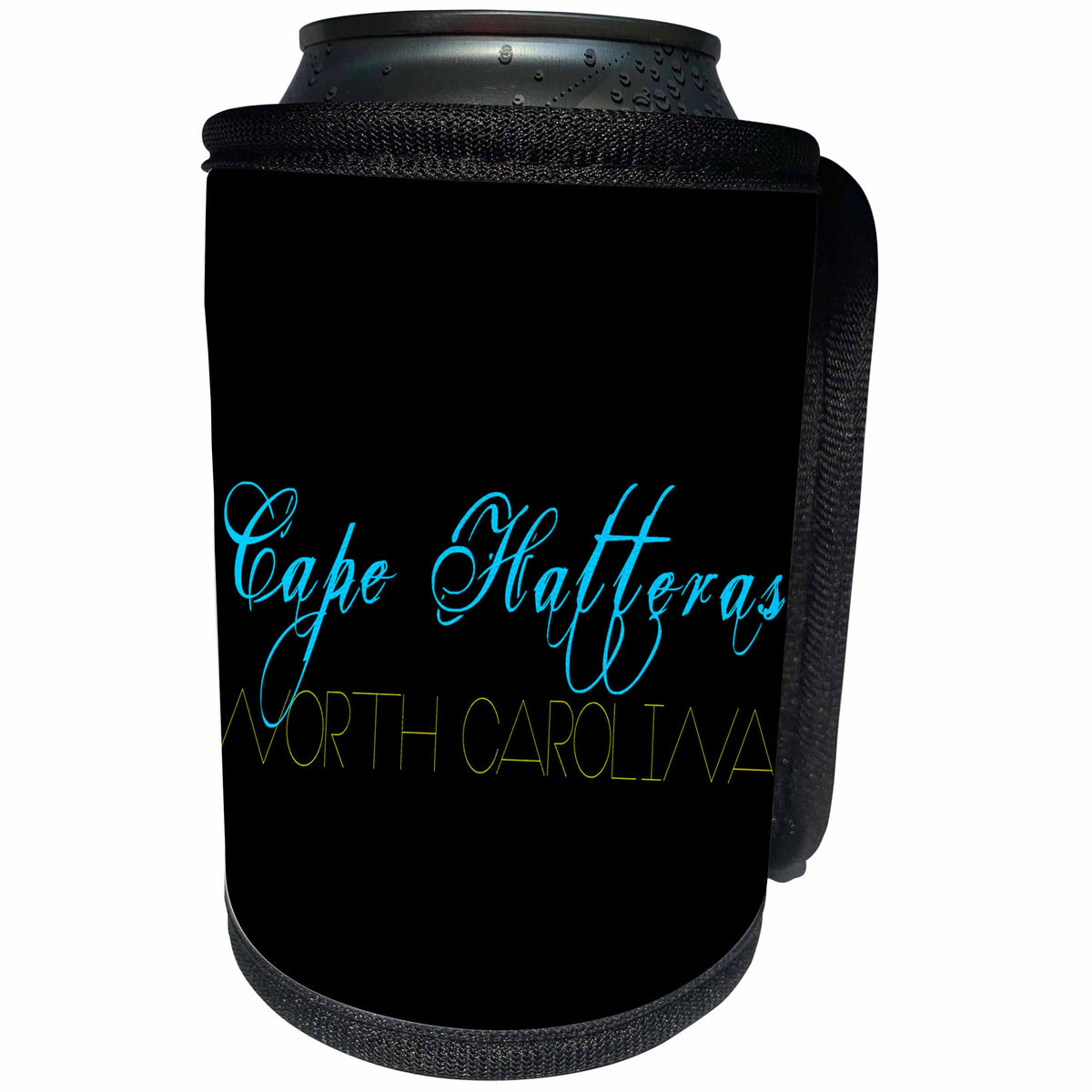 3dRose Alexis Design - American Beaches - American Beaches - Cape Hatteras National Seashore, NC, blue, yellow - Can Cooler Bottle Wrap (cc_271586)