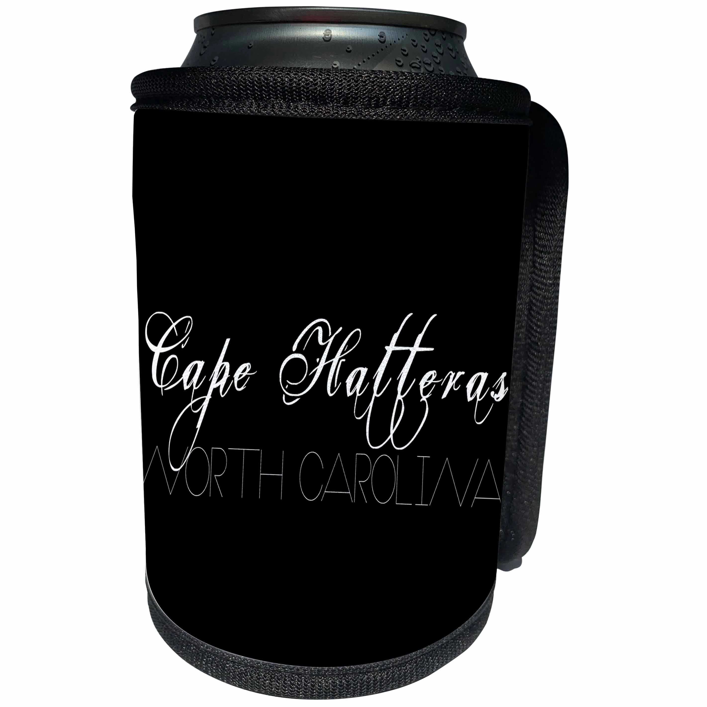 3dRose Alexis Design - American Beaches - American Beaches - Cape Hatteras National Seashore, NC, white, black - Can Cooler Bottle Wrap (cc_271587)