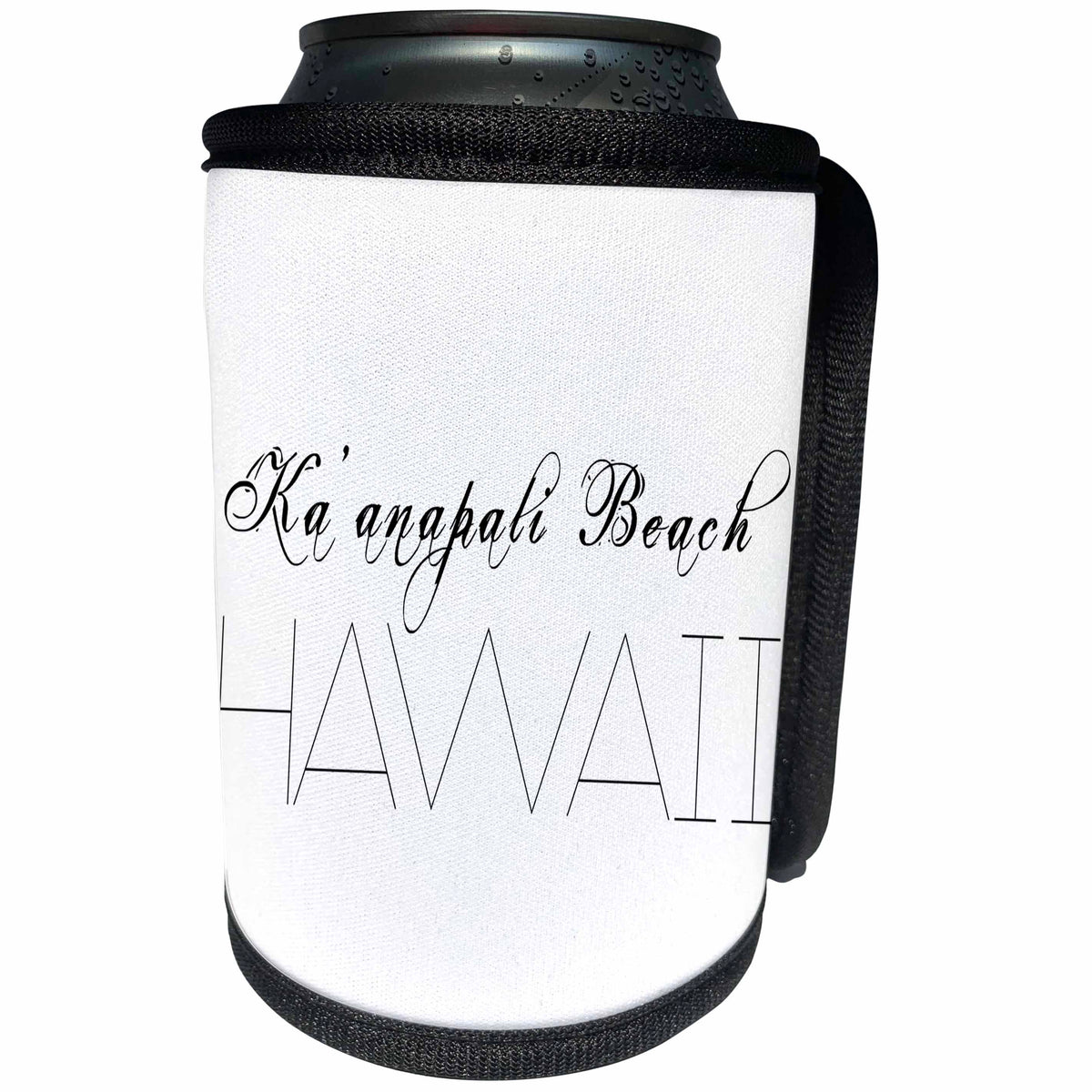 3dRose Alexis Design - American Beaches - American Beaches - Kaanapali Beach, Lahaina, Hawaii, black on white - Can Cooler Bottle Wrap (cc_271588)