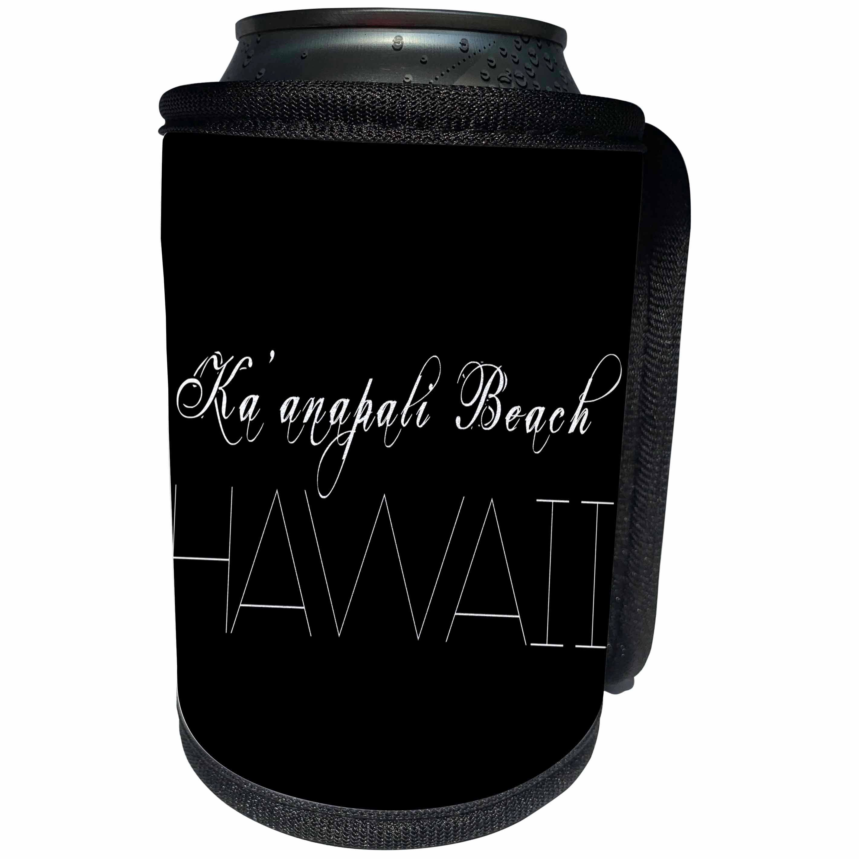 3dRose Alexis Design - American Beaches - American Beaches - Kaanapali Beach, Lahaina, Hawaii, white on black - Can Cooler Bottle Wrap (cc_271591)