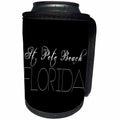 3dRose Alexis Design - American Beaches - American Beaches - Saint Pete Beach, Florida, white on black - Can Cooler Bottle Wrap (cc_271595)