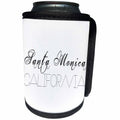 3dRose Alexis Design - American Beaches - American Beaches - Santa Monica Beach, California, black on white - Can Cooler Bottle Wrap (cc_271596)