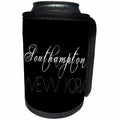 3dRose Alexis Design - American Beaches - American Beaches - Southampton, New York, white on black - Can Cooler Bottle Wrap (cc_271603)