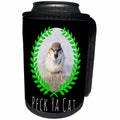 3dRose Alexis Design - Funny Sparrow - Funny Mean Sparrow, Laurel Wreath. Peck Ya Cat Text on Black - Can Cooler Bottle Wrap (cc_271606)