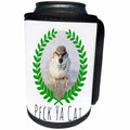 3dRose Alexis Design - Funny Sparrow - Funny Mean Sparrow, Laurel Wreath. Peck Ya Cat Text on White - Can Cooler Bottle Wrap (cc_271607)