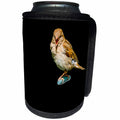 3dRose Alexis Design - Funny Sparrow - Chirping sparrow on black background, free space for custom text - Can Cooler Bottle Wrap (cc_271610)