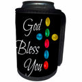 3dRose Alexis Design - Holidays Easter - God bless you text and cross of colorful Easter eggs on black - Can Cooler Bottle Wrap (cc_271650)