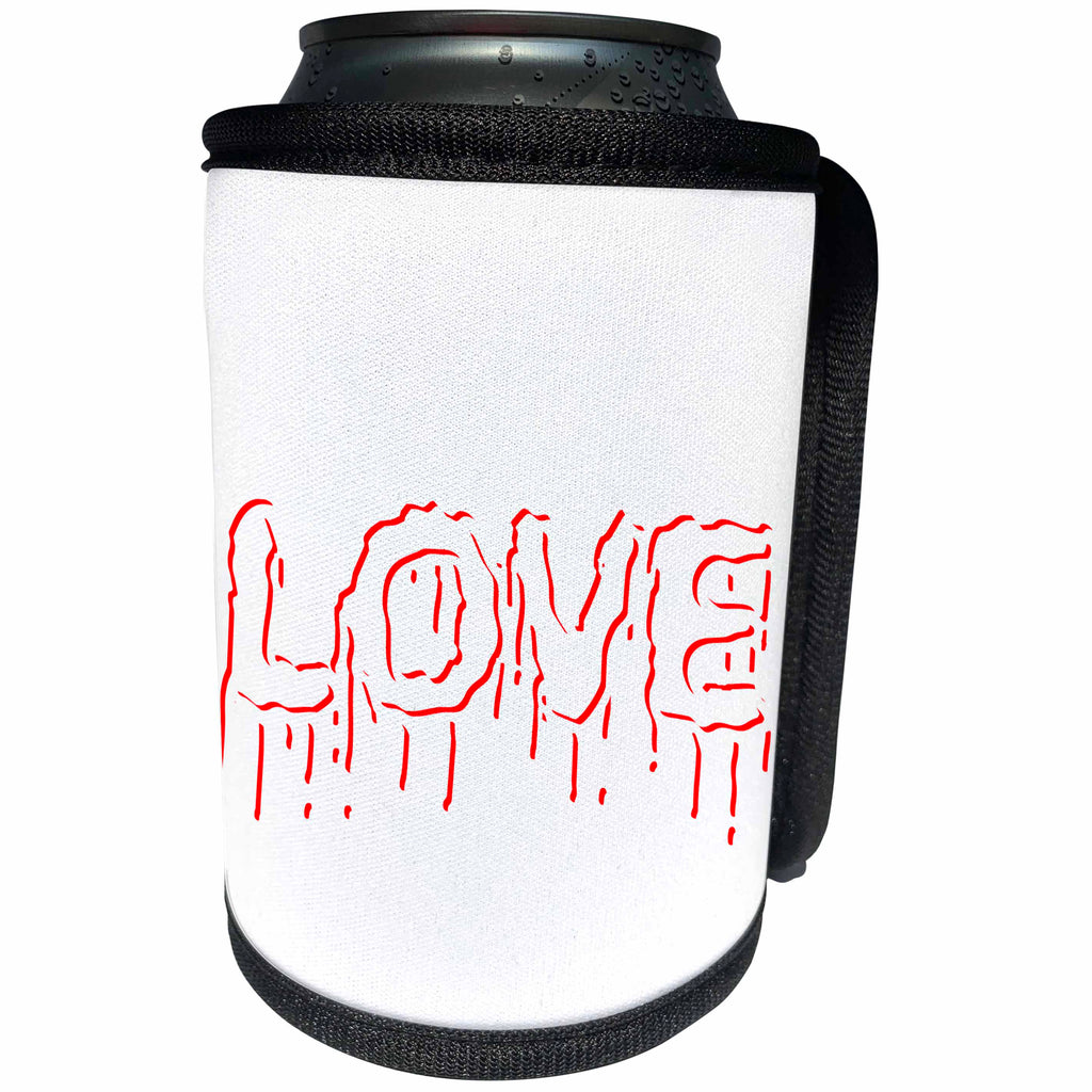 3dRose Alexis Design - Love - Blood dripping word love of red on white background - Can Cooler Bottle Wrap (cc_271655)