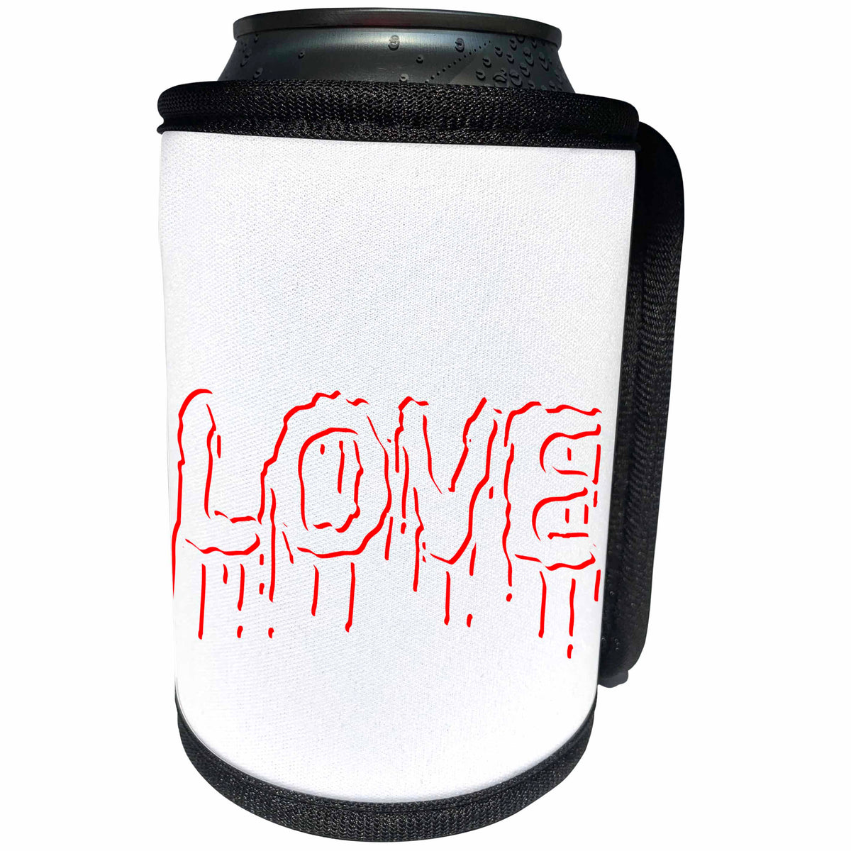 3dRose Alexis Design - Love - Blood dripping word love of red on white background - Can Cooler Bottle Wrap (cc_271655)