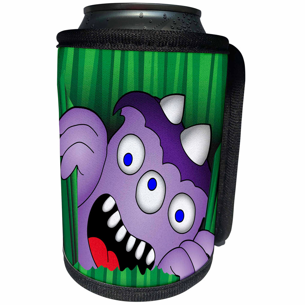 3dRose Mark Grace MONSTERVISIONS Monsters - MONSTERS monster face 6 on white - Can Cooler Bottle Wrap (cc_27170)