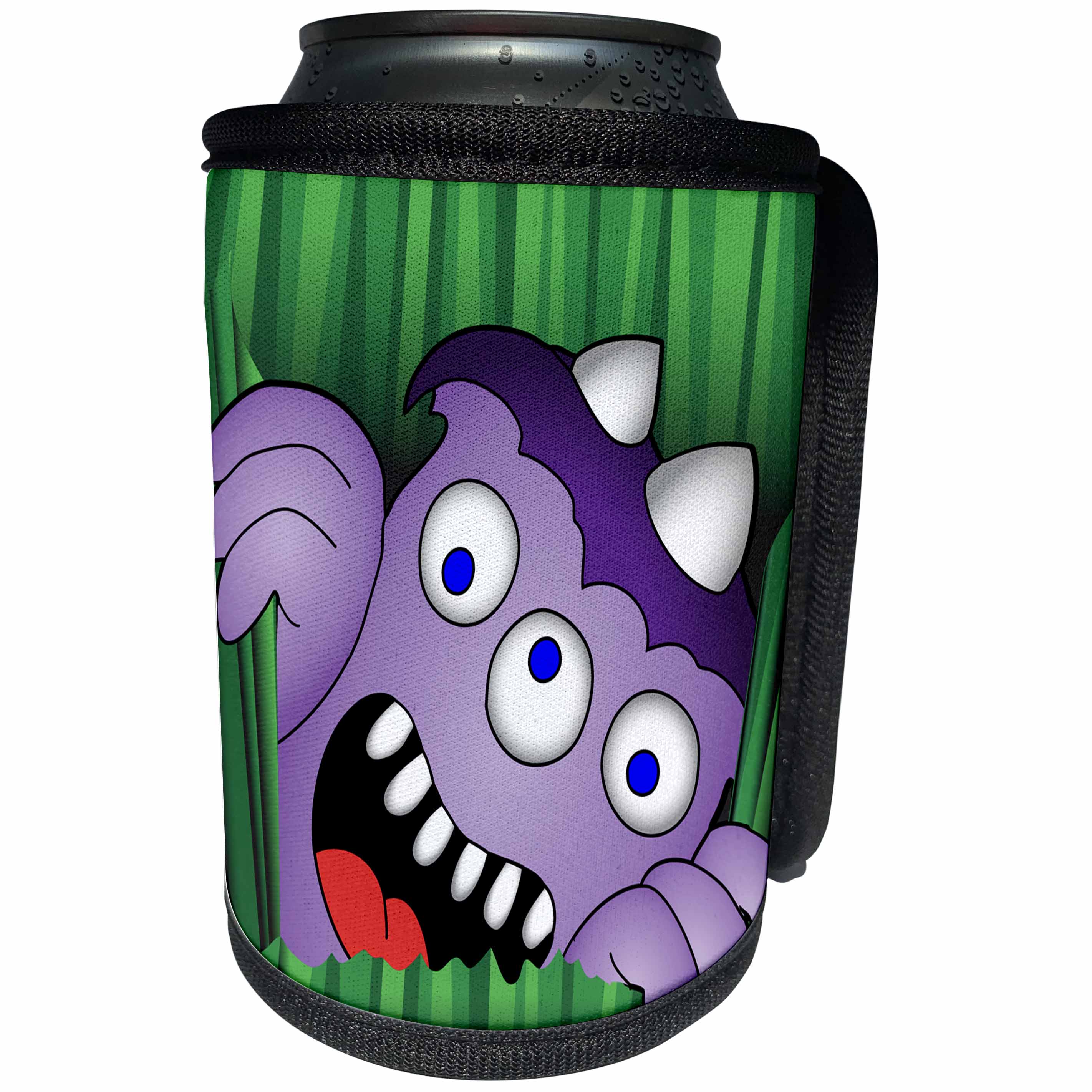 3dRose Mark Grace MONSTERVISIONS Monsters - MONSTERS monster face 6 on white - Can Cooler Bottle Wrap (cc_27170)