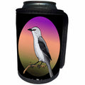 3dRose Mark Grace GRACEVISIONS Birds - BIRDS northern mockingbird 2 on black - Can Cooler Bottle Wrap (cc_27183)