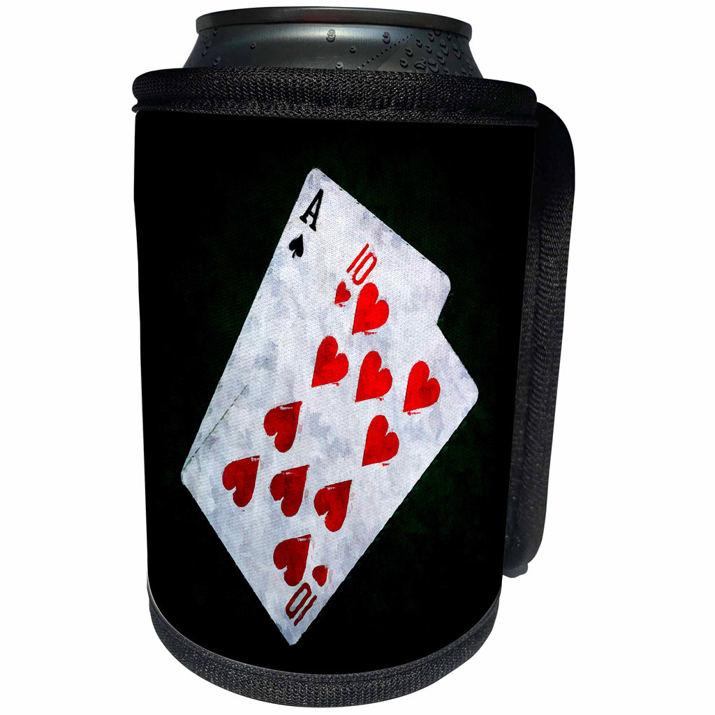 3dRose Alexis Photo-Art - Blackjack - Blackjack Twenty One combination - Ace and Ten - Can Cooler Bottle Wrap (cc_271835)