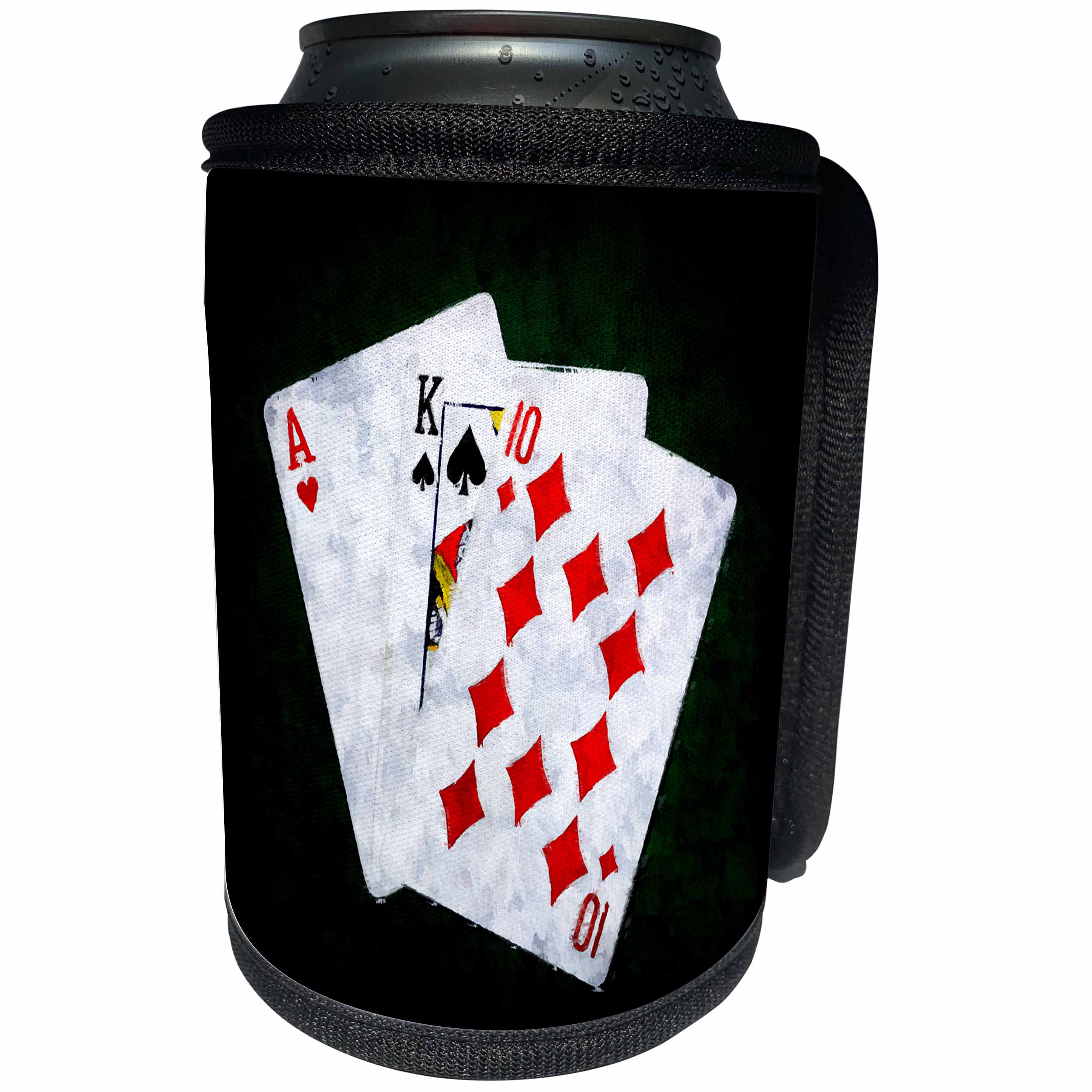 3dRose Alexis Photo-Art - Blackjack - Blackjack Twenty One combination - Ace, King, and Ten - Can Cooler Bottle Wrap (cc_271836)