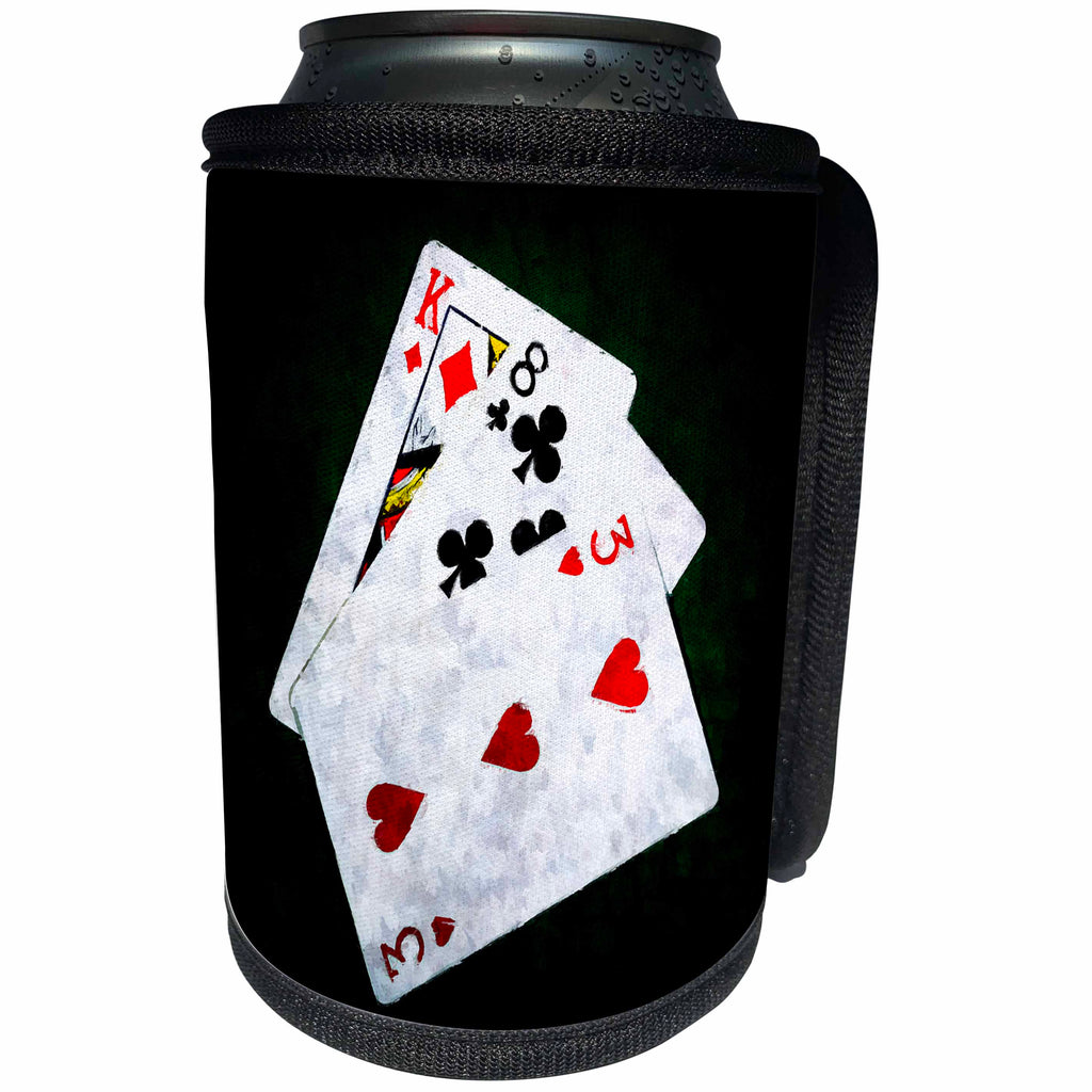 3dRose Alexis Photo-Art - Blackjack - Blackjack Twenty One combination - King, Eight, Three - Can Cooler Bottle Wrap (cc_271840)