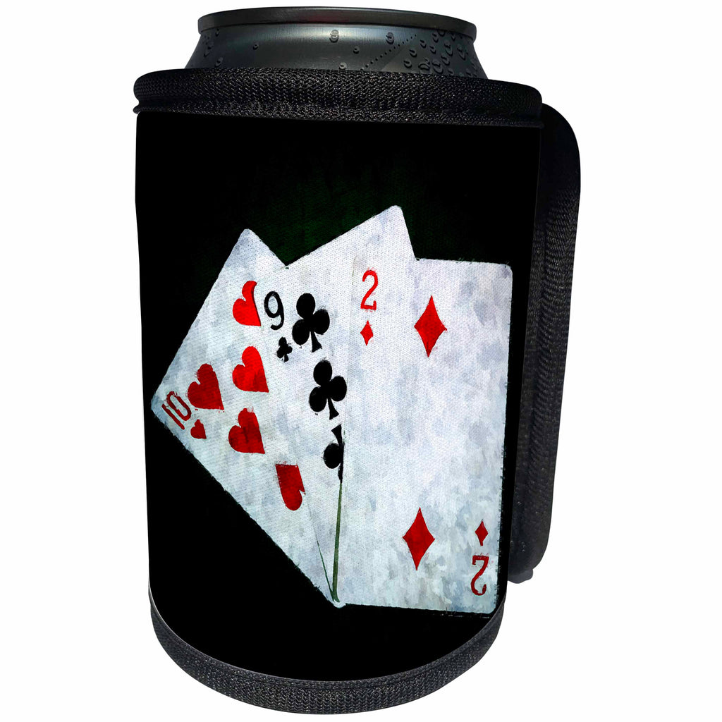 3dRose Alexis Photo-Art - Blackjack - Blackjack Twenty One combination - Ten, Nine, Two - Can Cooler Bottle Wrap (cc_271843)