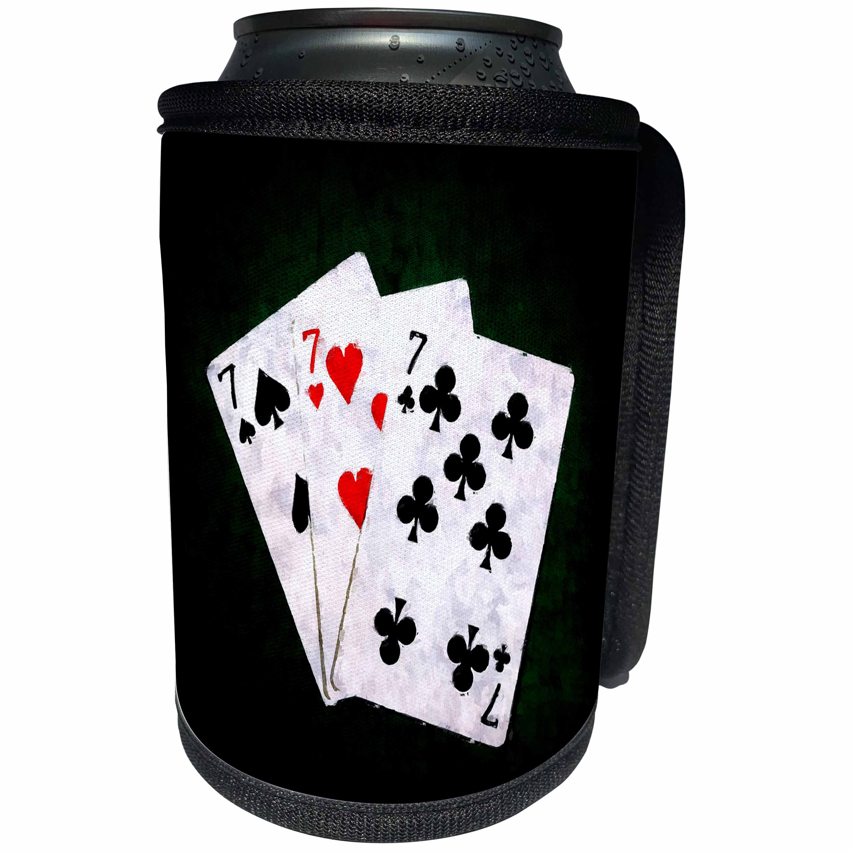 3dRose Alexis Photo-Art - Blackjack - Blackjack Twenty One combination - Seven, Seven, Seven - Can Cooler Bottle Wrap (cc_271846)