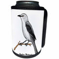 3dRose Mark Grace GRACEVISIONS Birds - BIRDS northern mockingbird 3 on white - Can Cooler Bottle Wrap (cc_27185)