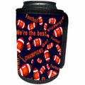 3dRose Alexis Design - Sport American Football - Orange American football balls and texts on navy blue background - Can Cooler Bottle Wrap (cc_271858)