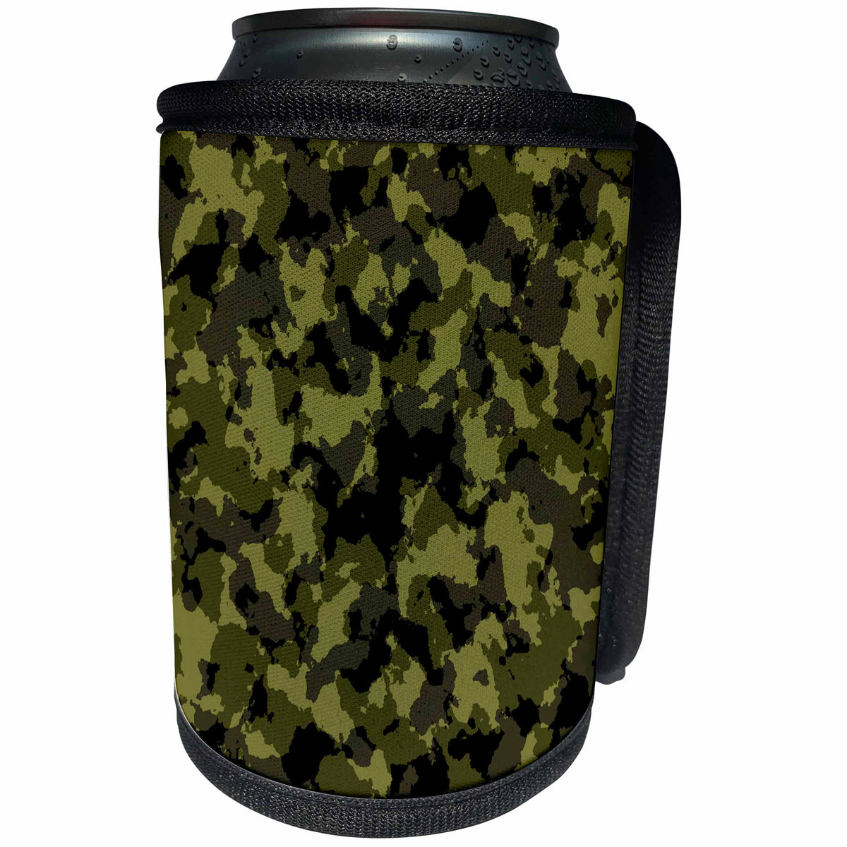 3dRose Alexis Design - Texture Camouflage - Green and black military camouflage texture. Space for custom text - Can Cooler Bottle Wrap (cc_271866)