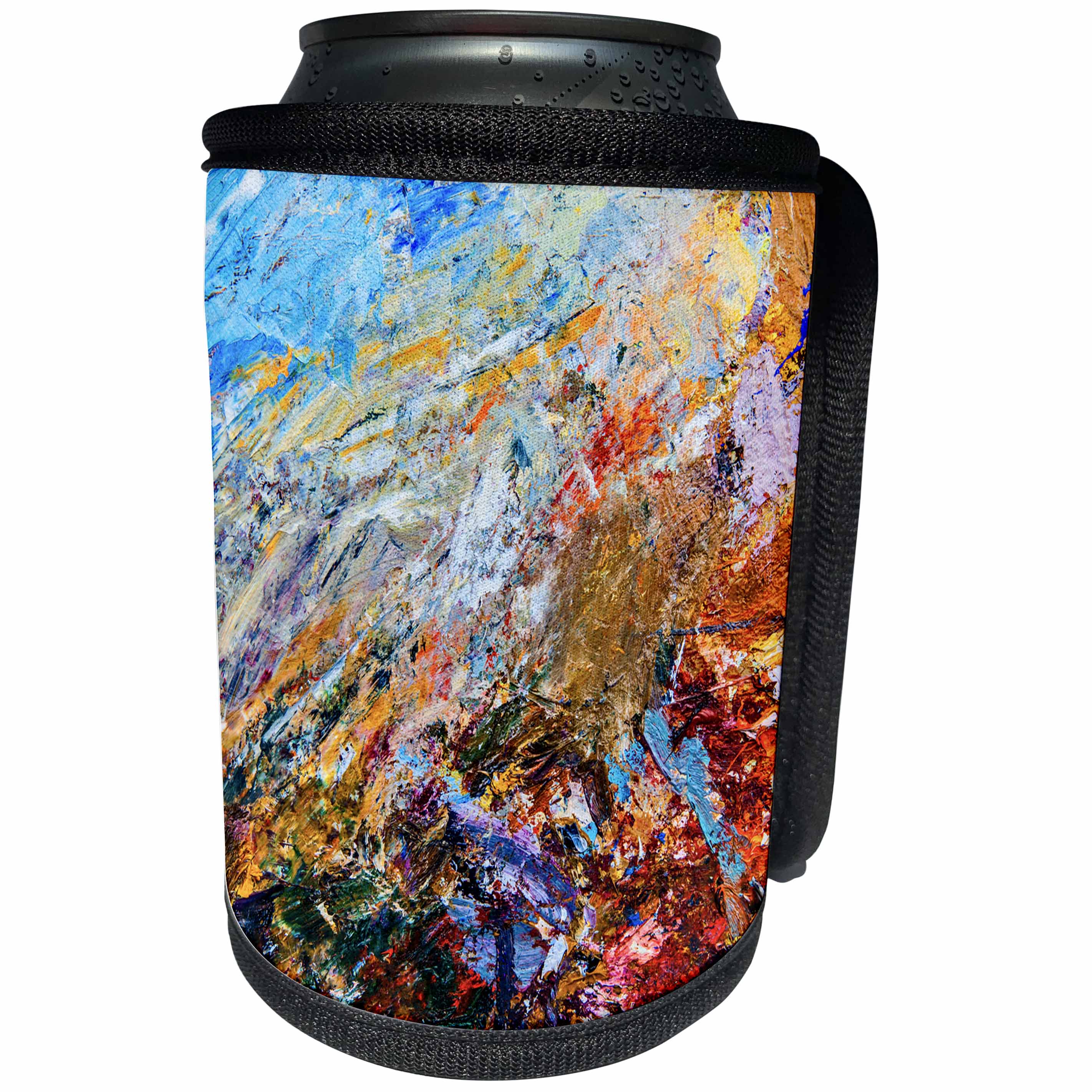 3dRose Alexis Photography - Abstracts - Colorful abstract texture of a heavily used artistic palette - Can Cooler Bottle Wrap (cc_271868)