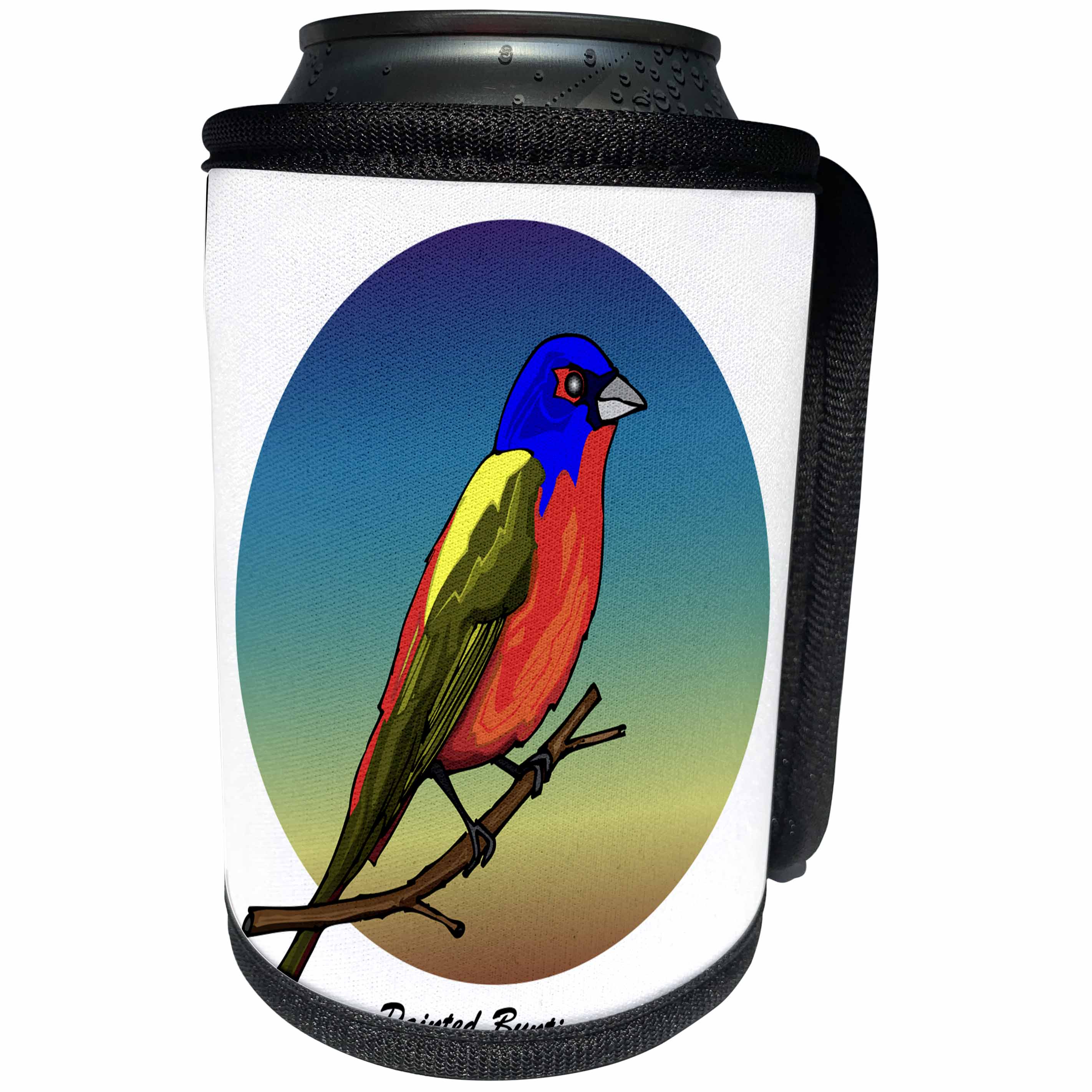 3dRose Mark Grace GRACEVISIONS Birds - BIRDS painted bunting 2 on transparent - Can Cooler Bottle Wrap (cc_27189)