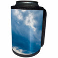 3dRose Alexis Photography - Nature Sky - Cloudy sky and a vertical ray of sunshine. Blue and white colors - Can Cooler Bottle Wrap (cc_271919)