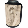 3dRose Alexis Photography - Texture Sand - Dry Beige Color Beach Sand with an Impress of a Bare Foot - Can Cooler Bottle Wrap (cc_271946)