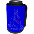3dRose Alexis Design - Christian - Jesus Christ. I protect you with my whole heart. White on blue - Can Cooler Bottle Wrap (cc_271958)