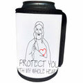 3dRose Alexis Design - Christian - Jesus Christ. I protect you with my whole heart. Black on white - Can Cooler Bottle Wrap (cc_271959)