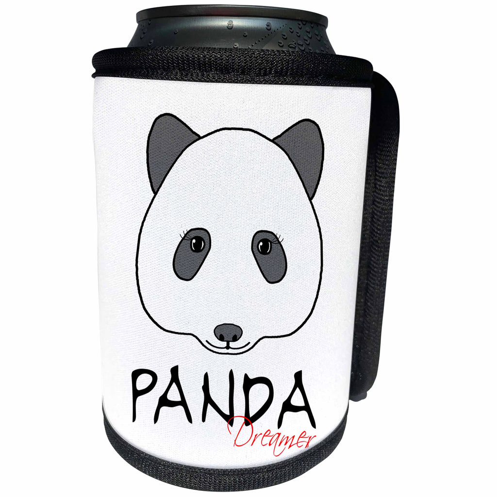 3dRose Alexis Design - Funny Panda - Panda dreamer funny panda face against the white background - Can Cooler Bottle Wrap (cc_271963)
