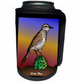 3dRose Mark Grace GRACEVISIONS Birds - BIRDS cactus wren 1 on black - Can Cooler Bottle Wrap (cc_27197)