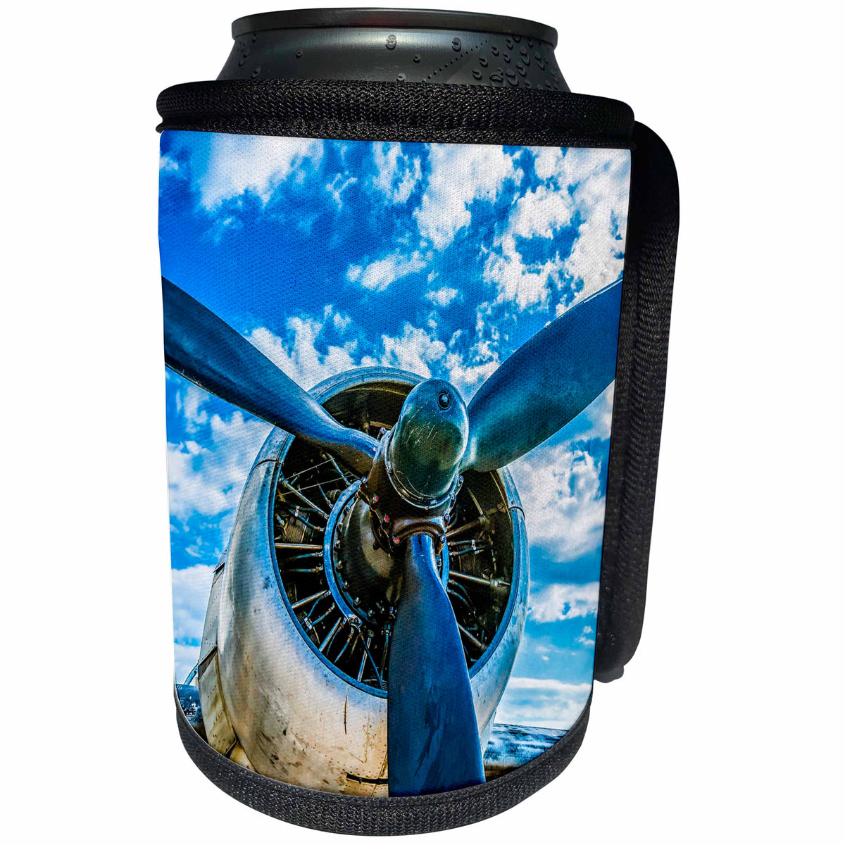 3dRose Alexis Photography - Transport Air - Abstracts of aviation - Piston engine of a vintage aircraft, blue sky - Can Cooler Bottle Wrap (cc_271980)