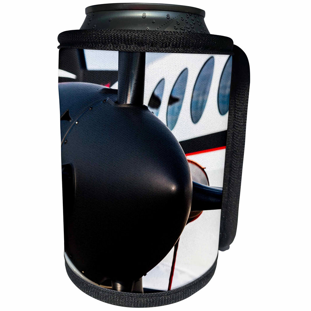 3dRose Alexis Photography - Transport Air - Abstracts of aviation - Black spinner of a modern turboprop aircraft - Can Cooler Bottle Wrap (cc_271986)