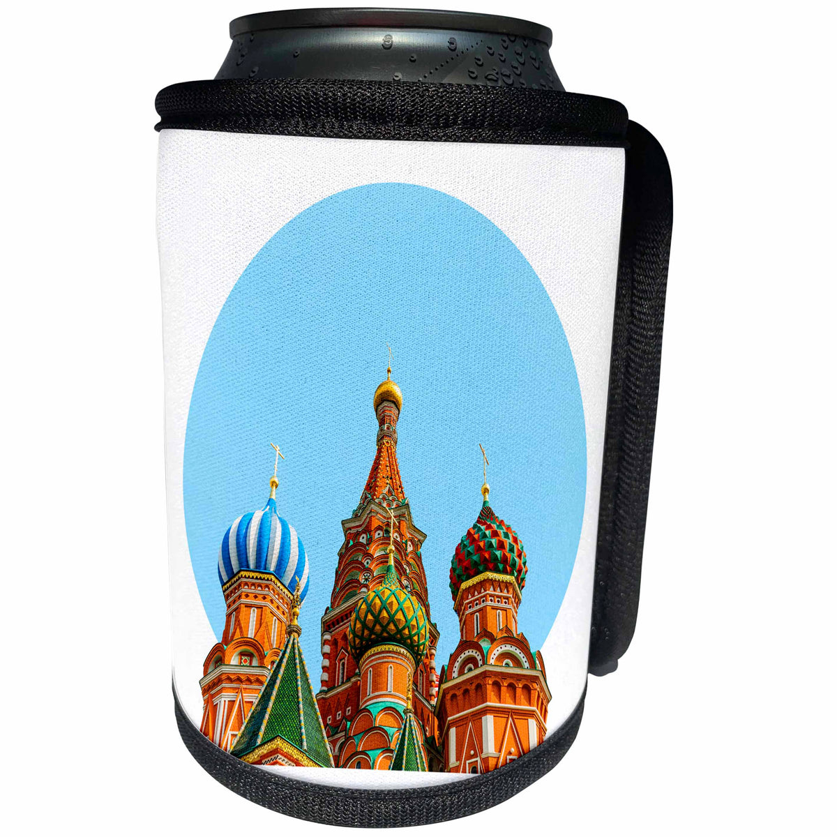 3dRose Alexis Photo-Art - Moscow City - Saint Basils Cathedral of Moscow. Artistic collage - Can Cooler Bottle Wrap (cc_271996)