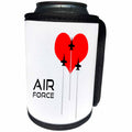 3dRose Alexis Design - Aviation - Red heart, three fighter planes, contrails. Text Air Force on white - Can Cooler Bottle Wrap (cc_271998)