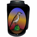 3dRose Mark Grace GRACEVISIONS Birds - BIRDS cactus wren 2 on black - Can Cooler Bottle Wrap (cc_27200)