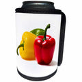 3dRose Alexis Photography - Food Bell Pepper - Red, yellow, green bell peppers. Red to the front. White background - Can Cooler Bottle Wrap (cc_272079)