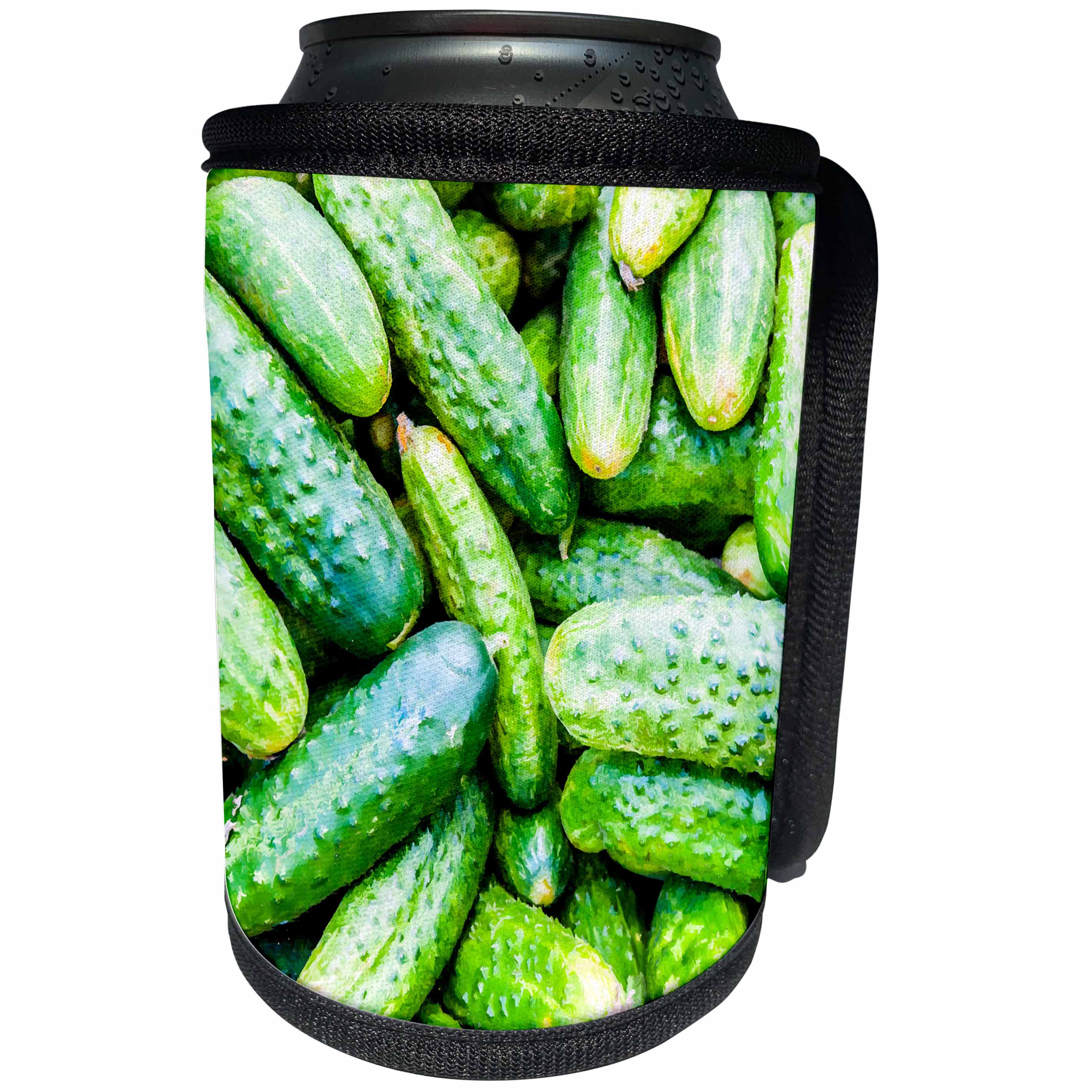 3dRose Alexis Photo-Art - Food - Pile of fresh green cucumbers - Can Cooler Bottle Wrap (cc_272087)